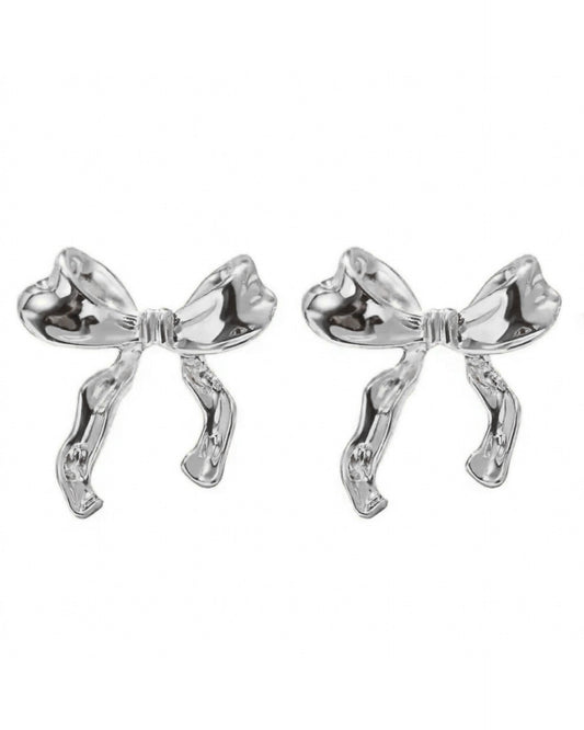 Babydoll Ribbon Earrings in Silver