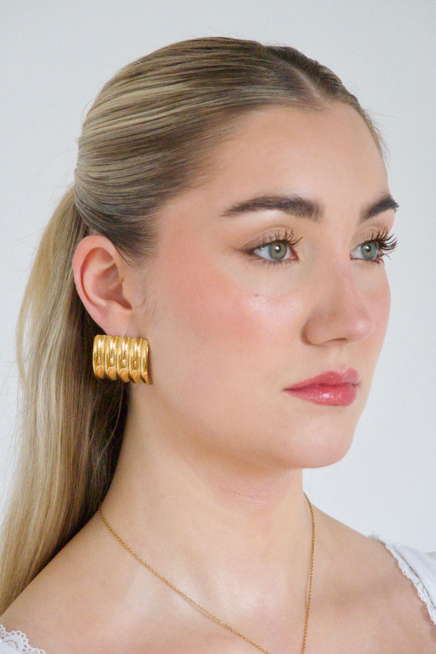 Covergirl Textured Statement Earrings in Gold