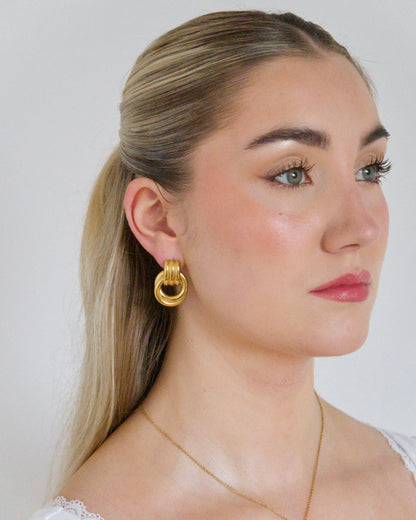 Hailey Twist Loop Earrings in Gold