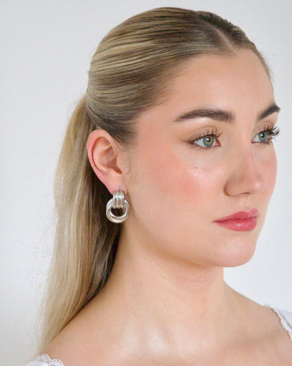 Hailey Twist Loop Earrings in Silver