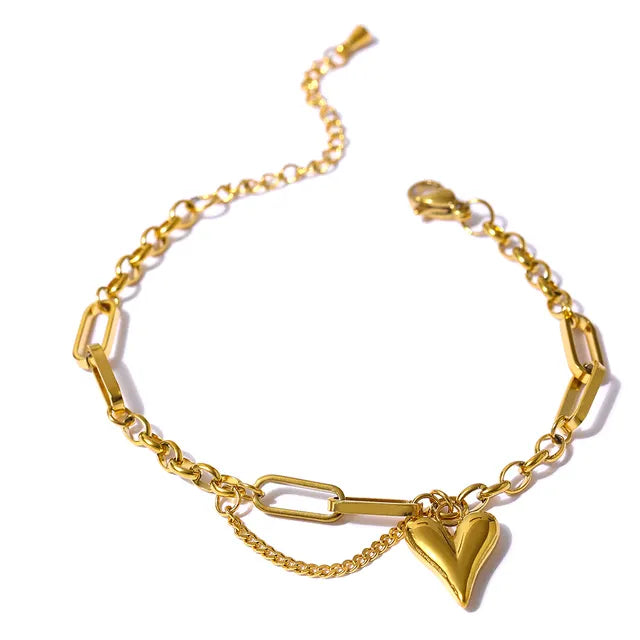 Gold Heart Charm Bracelet