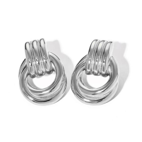 Hailey Twist Loop Earrings in Silver