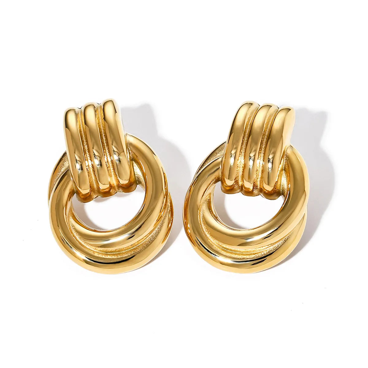 Hailey Twist Loop Earrings in Gold