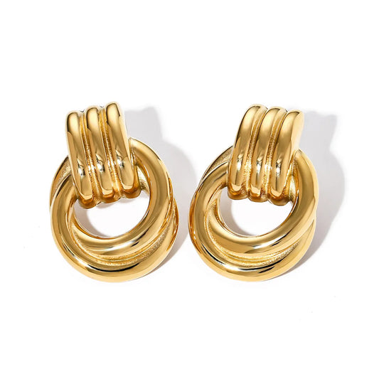 Hailey Twist Loop Earrings in Gold